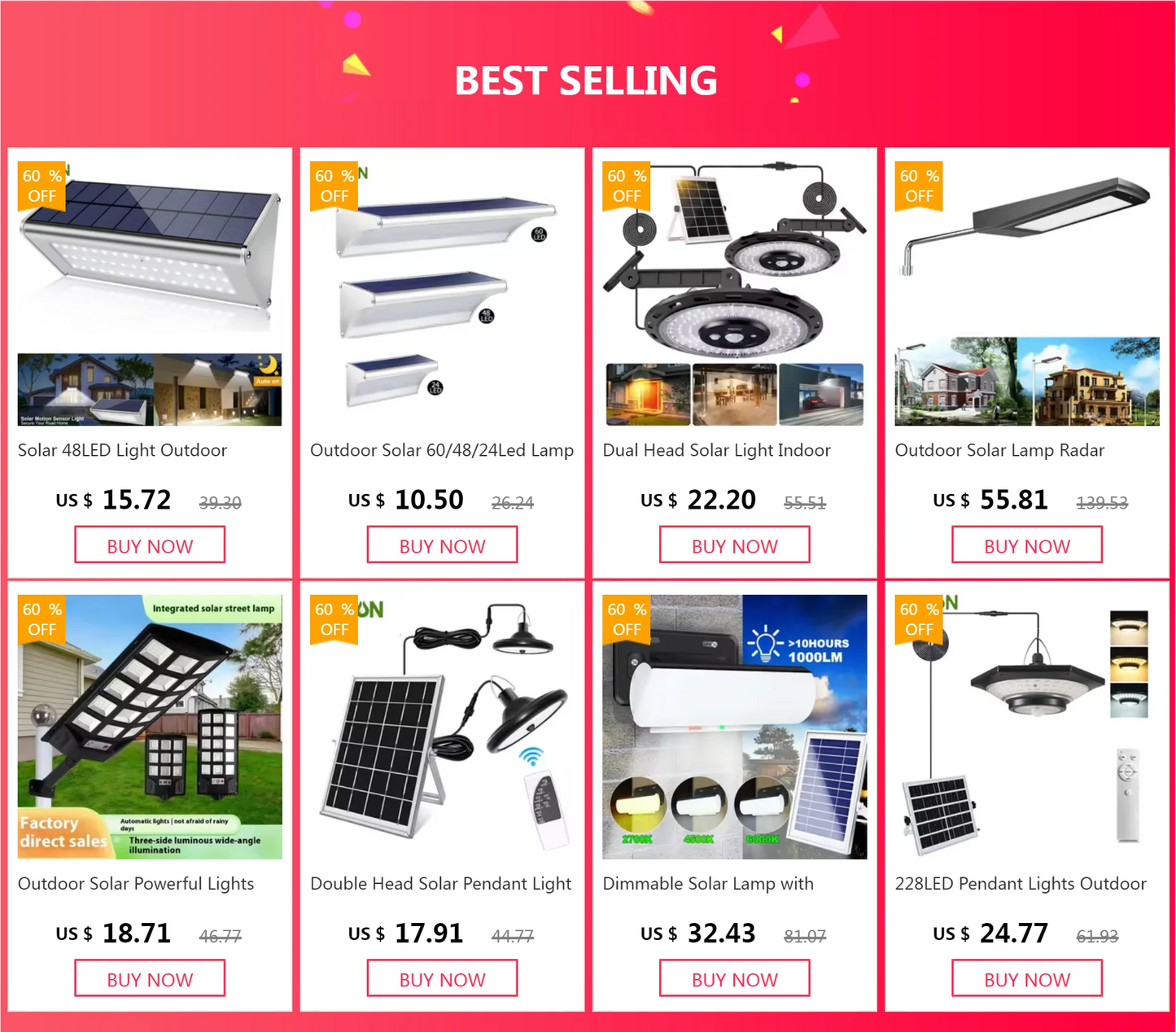 Outdoor Solar Sensor Led Light