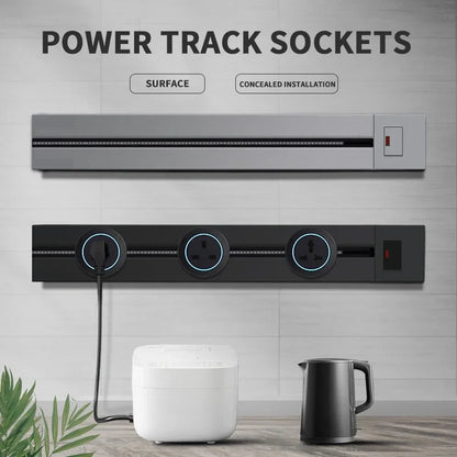 Wall power rail socket with switch