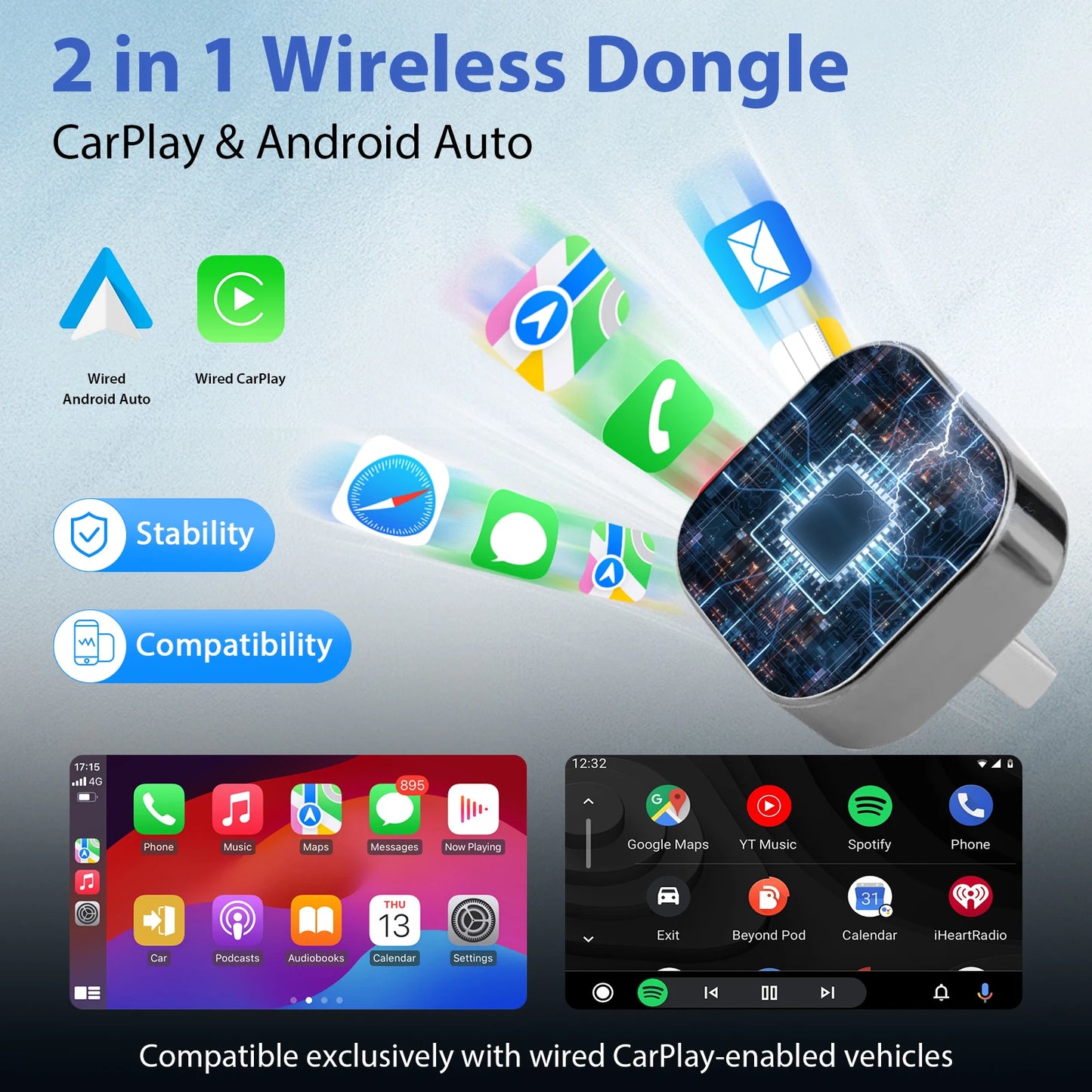 New 2 in 1 Wireless CarPlay & Android Auto Wireless Adapter