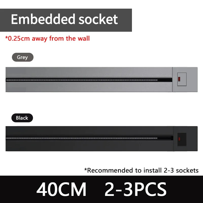 Wall power rail socket with switch