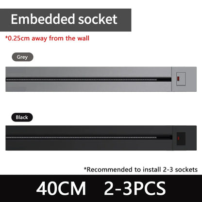 Wall power rail socket with switch