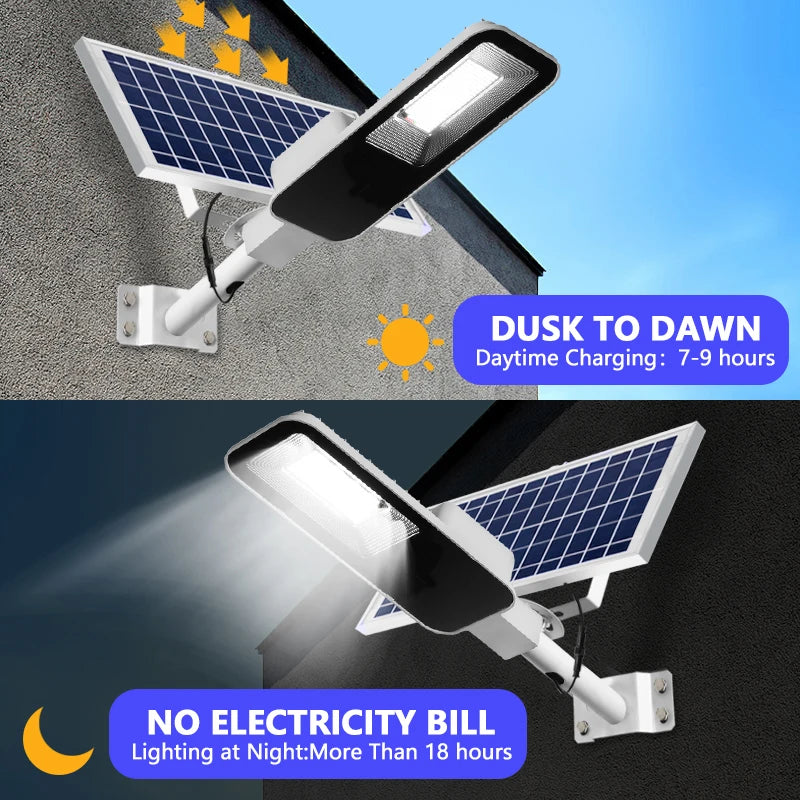 2PCS 200W Powerful Solar Light Outdoor Solar Street Light 6000mah